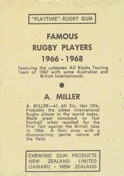 1968 Playtime Rugby Gum Famous Rugby Players - Yellow #33 Tony Miller Back